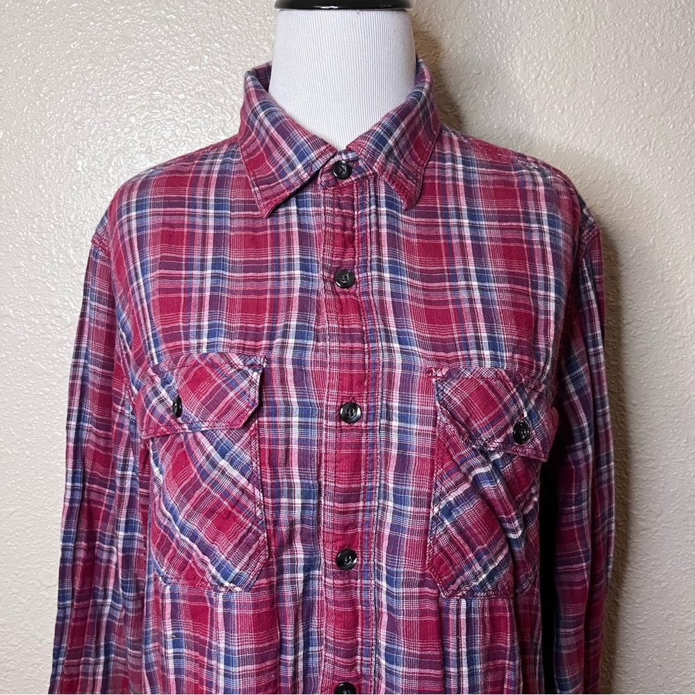 Converse One Star Men’s Plaid Long Sleeve Collar Button Down Shirt - Picture 2 of 4